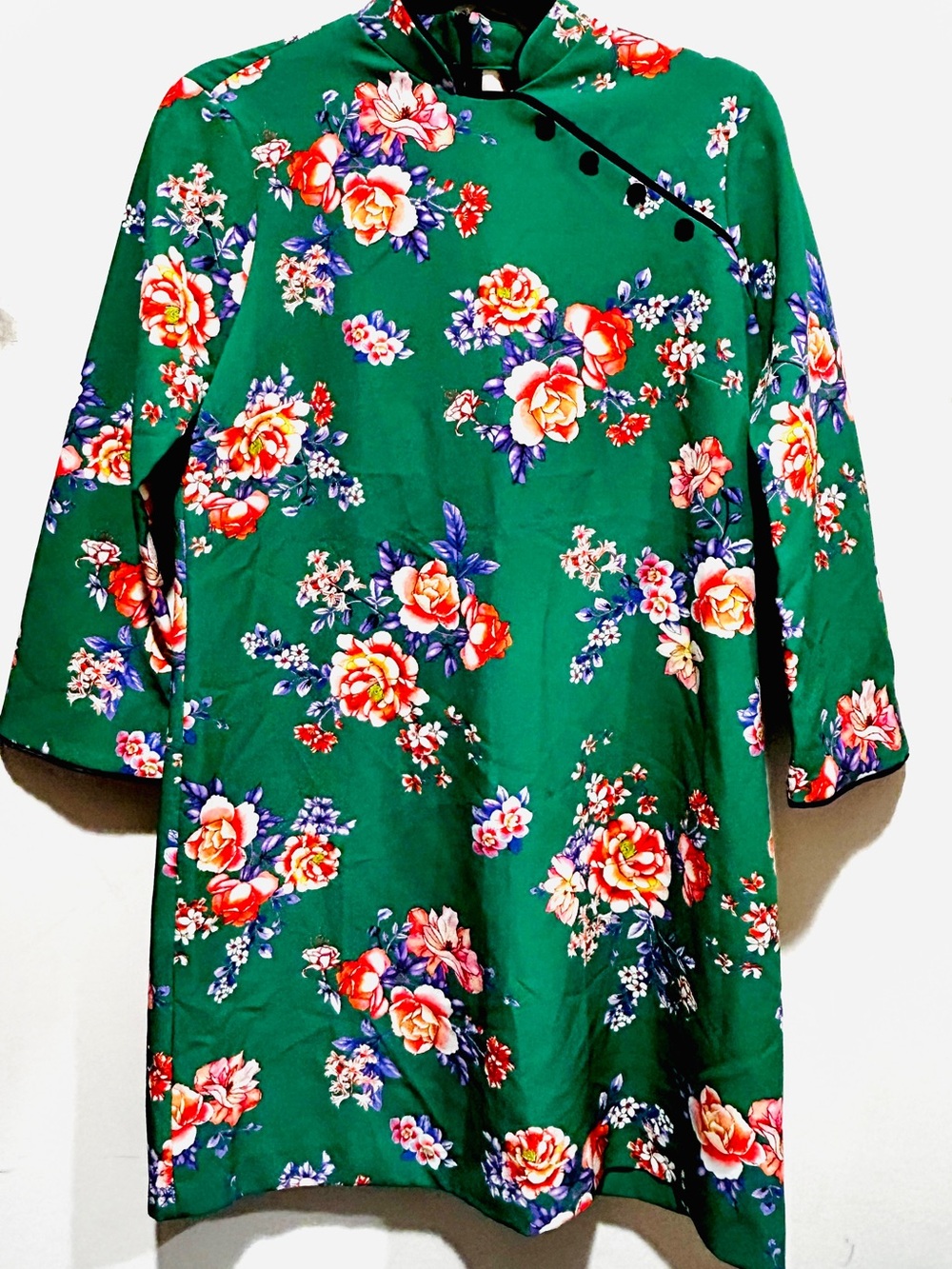 Zara Green Floral A-Line Tunic Dress